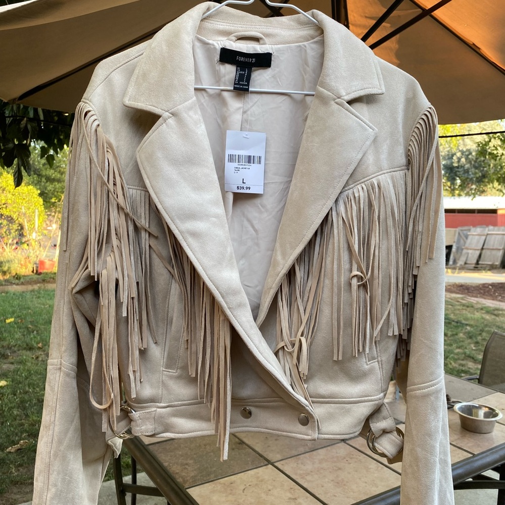 Forever 21 Beige Fringe Jacket